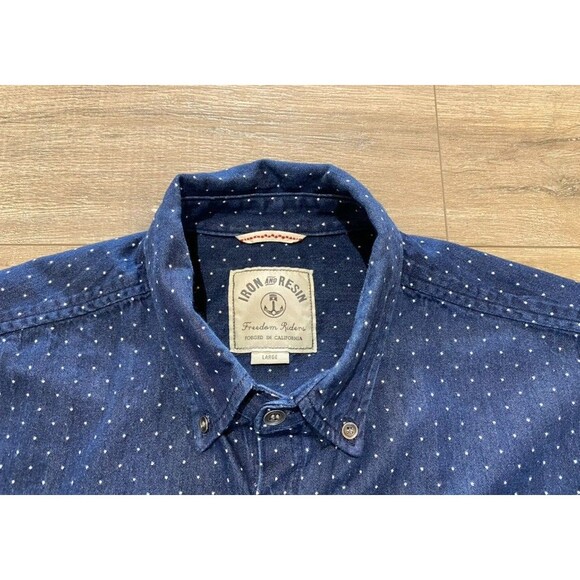 IRON AND RESIN Huckberry Mens M Dark Blue Short Sleeve Pocket Button Up Shirt - Picture 3 of 7